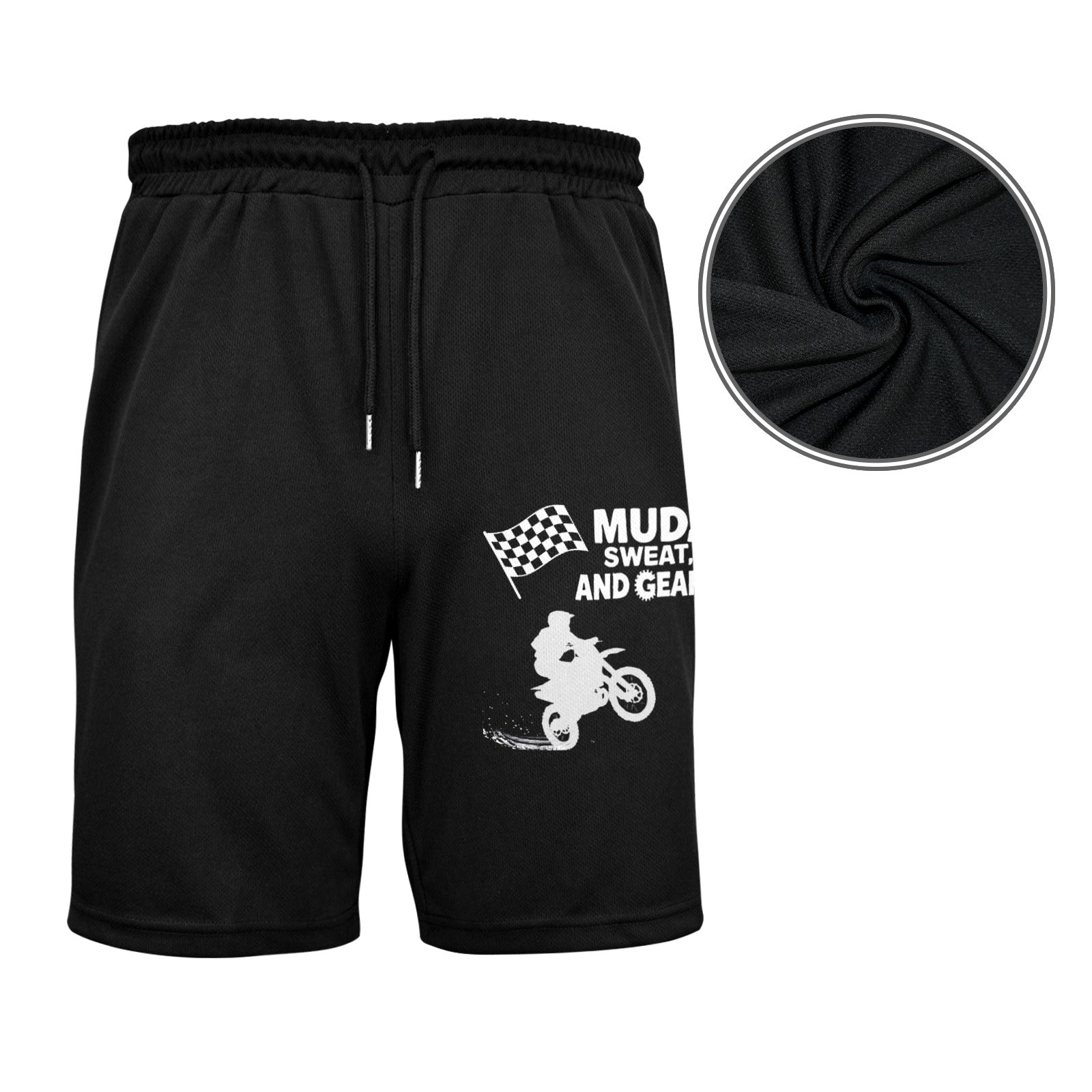 Mud Sweat and Gears Motorcycle Men's Black Casual Shorts (Made in USA)