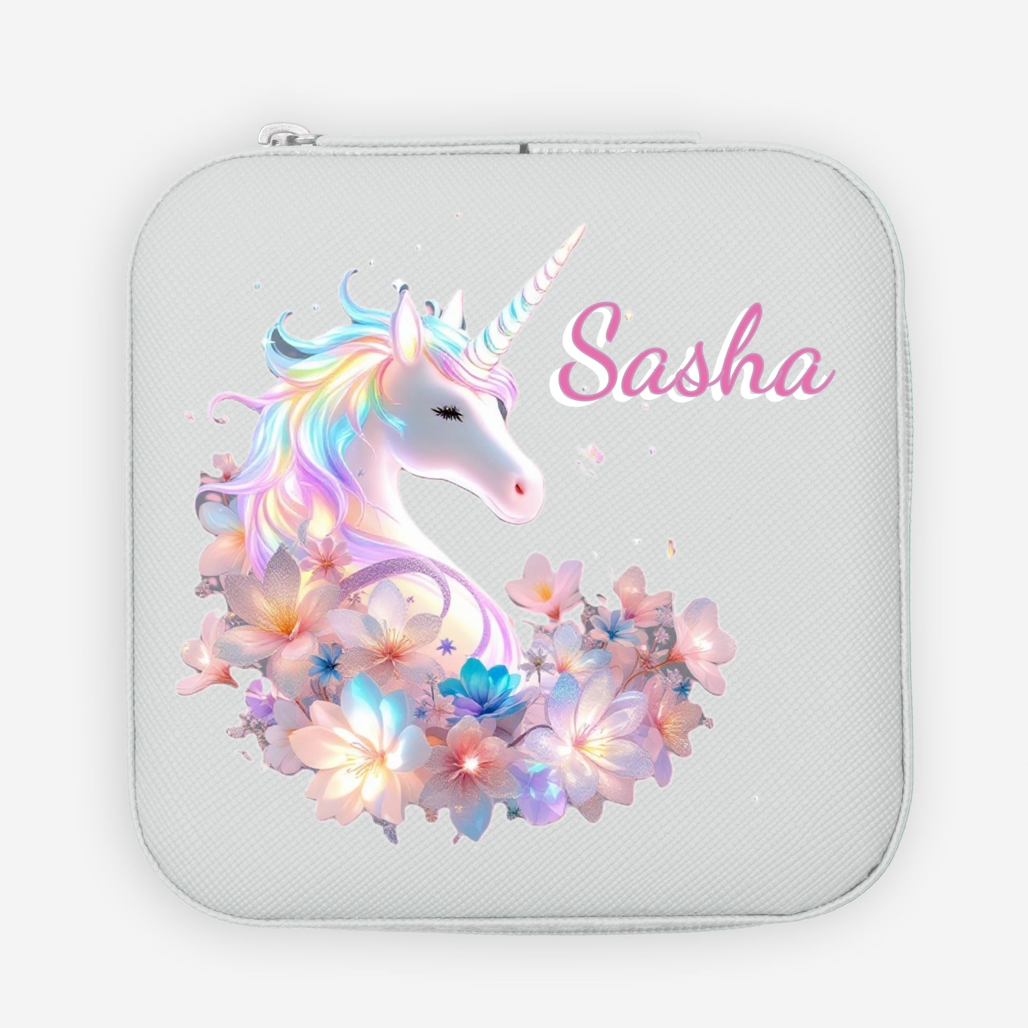 Beautiful Unicorn Jewelry Box Travel Case with Custom Name