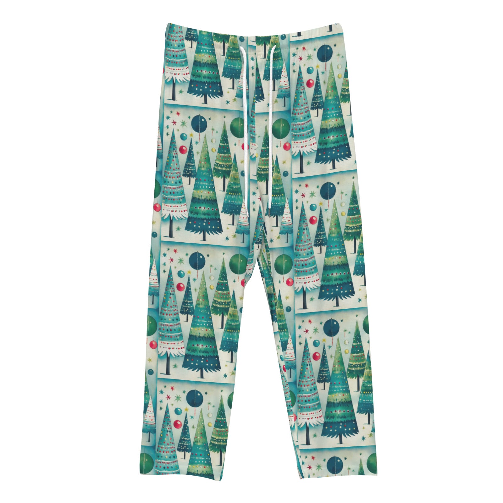 Vintage Christmas Trees Women's Drawstring Lounge Pants Without Pockets (Model L84)