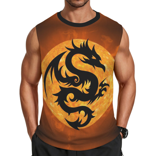 Orange Fire Dragon Men's All Over Print Sleeveless T-Shirt