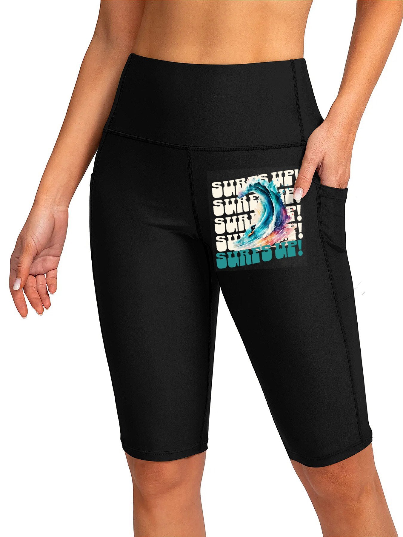 Surf's Up Women's Knee-Length Swim Bottoms (Front Printing)