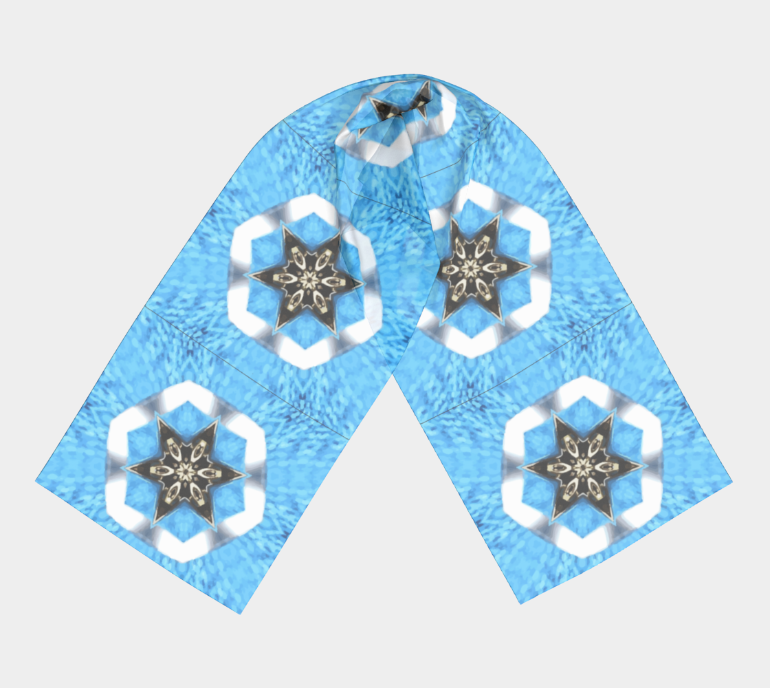 Fashionable Blue Floral Pattern Long Scarf
