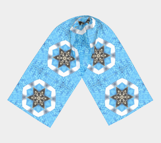 Fashionable Blue Floral Pattern Long Scarf