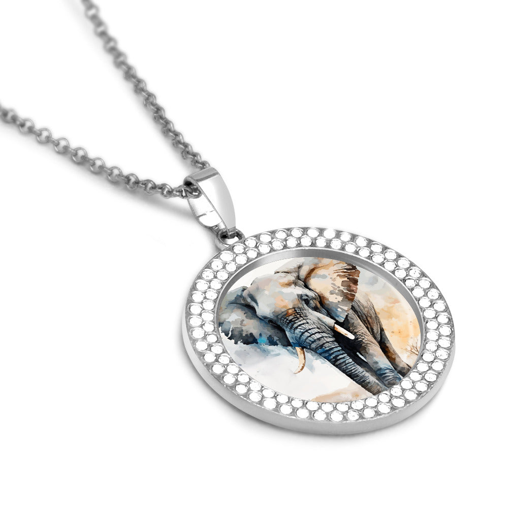 Printed Design Multicolored Diamond Pendant & Necklace