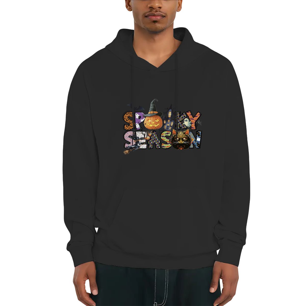 Halloween Spooky Season Unisex Fleece Hoodie with Drawstring