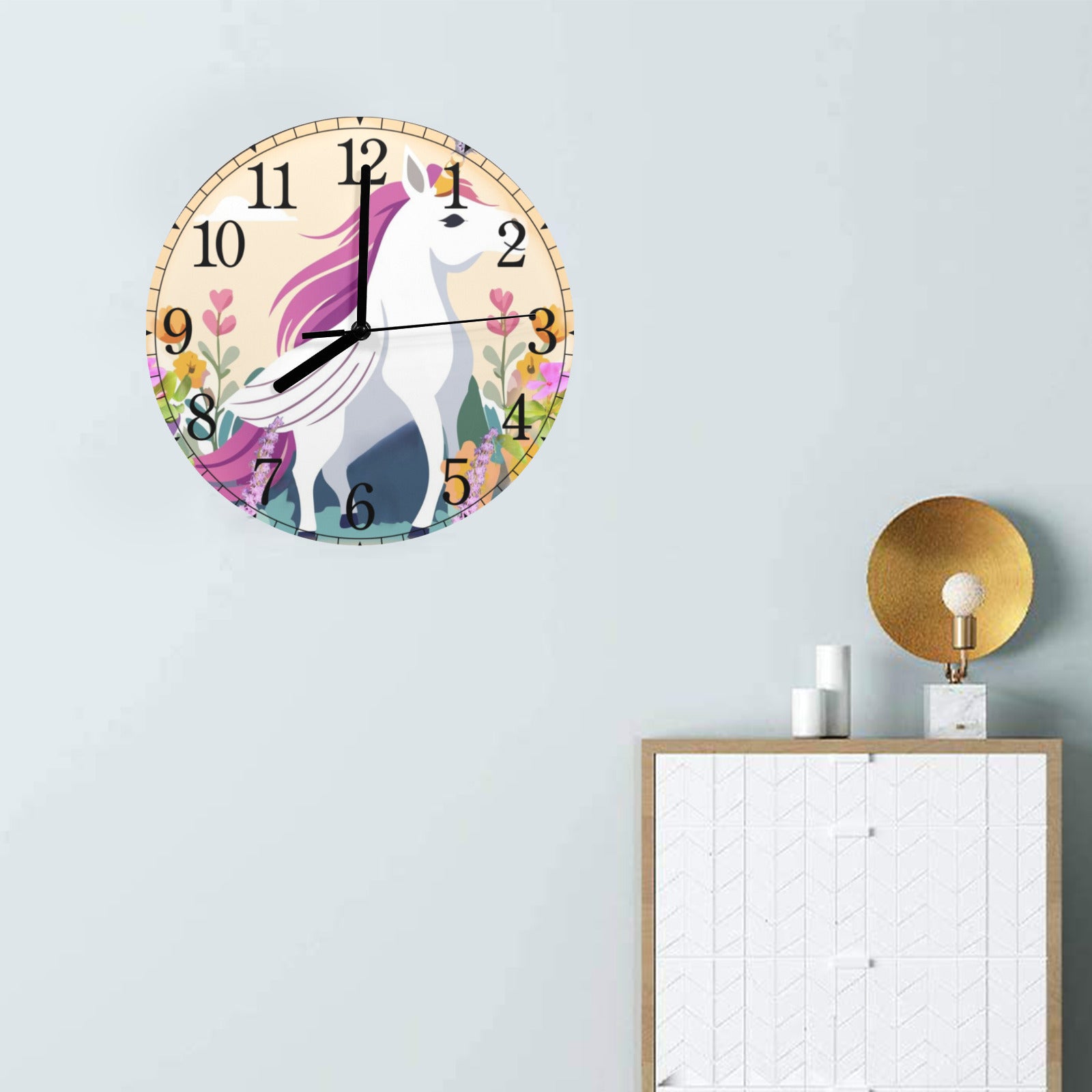 Unicorn with Wings Personalized Wall Clock(Made in USA)