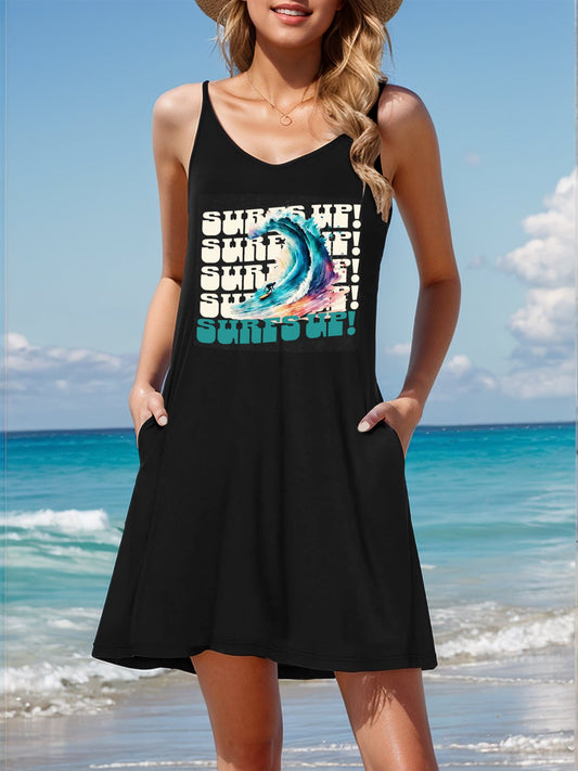 Surf's Up Sleeveless Short Cami Dress (Front Printing)
