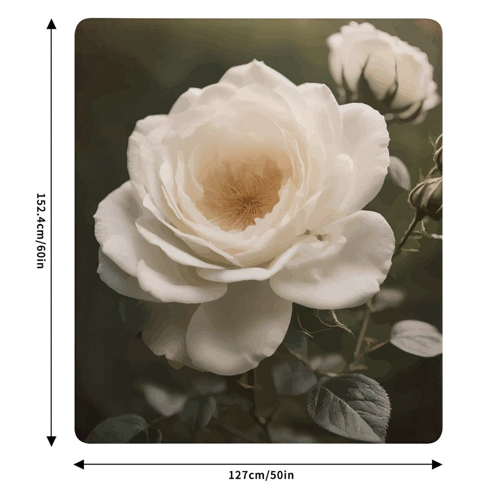 White Rose Sherpa Fleece Throw Blanket - 50