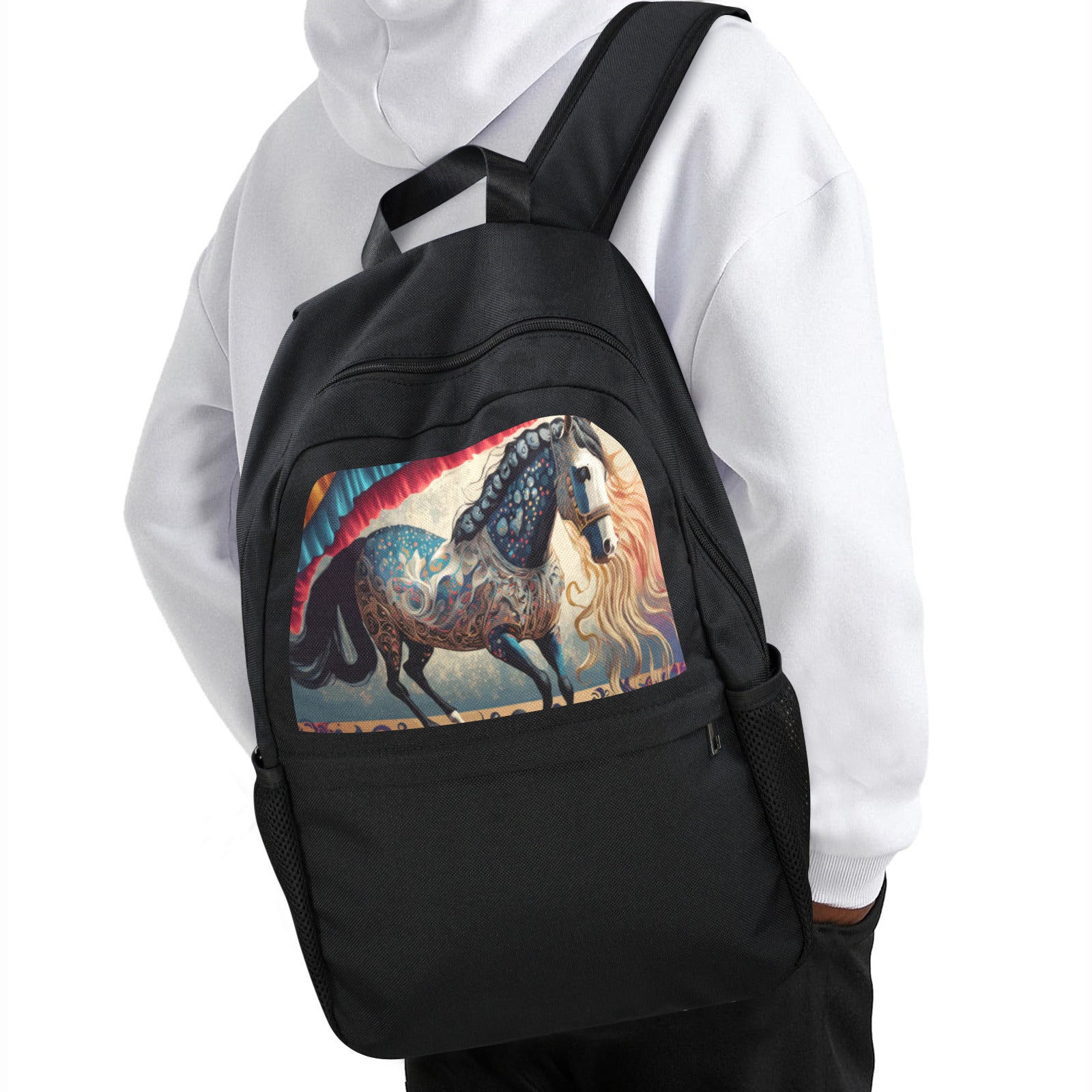 Bejeweled Horse Casual Backpack (Upper Part Printing) (Model 1753)
