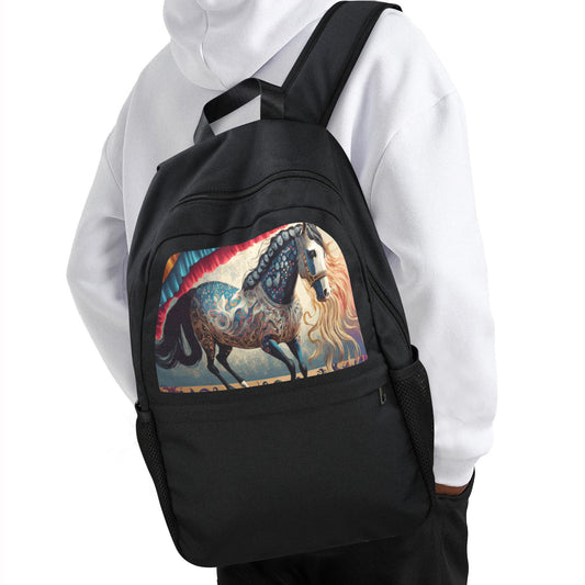 Bejeweled Horse Casual Backpack | Upper Part Printing