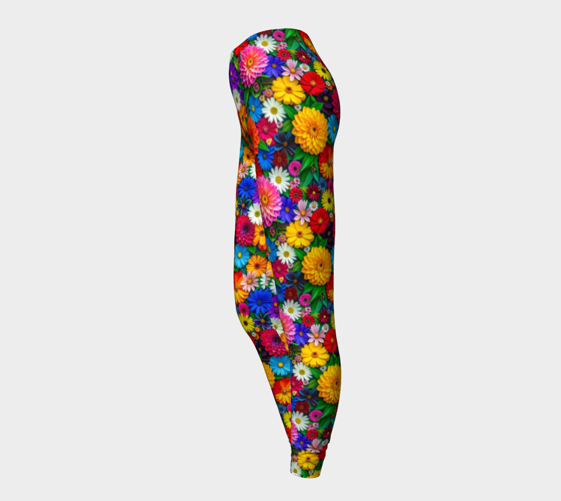 Bright Colorful Floral Pattern Long Leggings