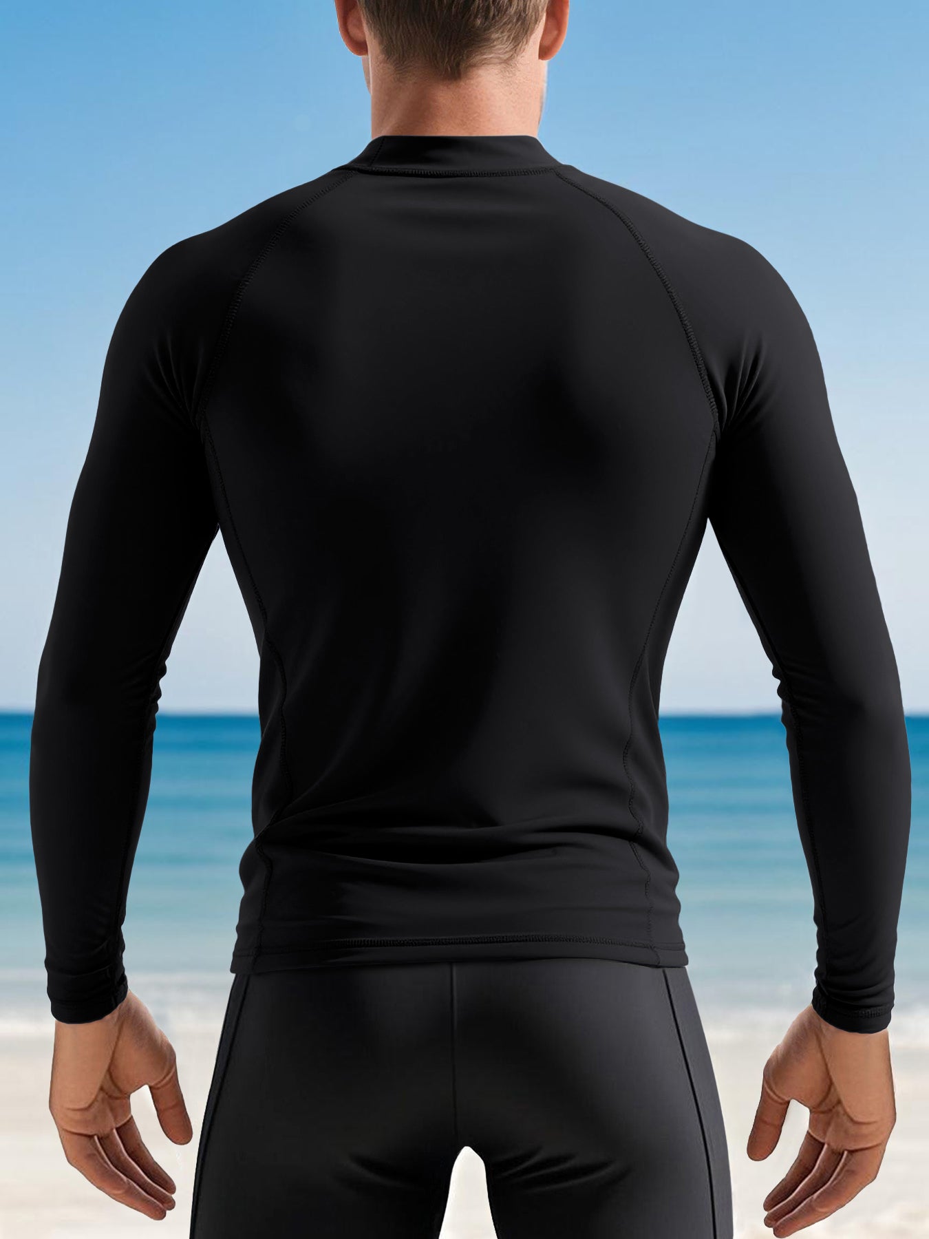 Ethereal Wolf in the Moonlight Men's Long-Sleeve Surfing Top (Front Printing)