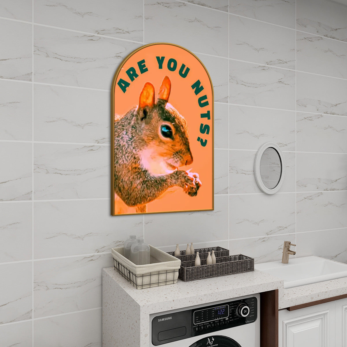 Are You Nuts? Funny Squirrel Arched Canvas Print Wall Art (Made in USA)