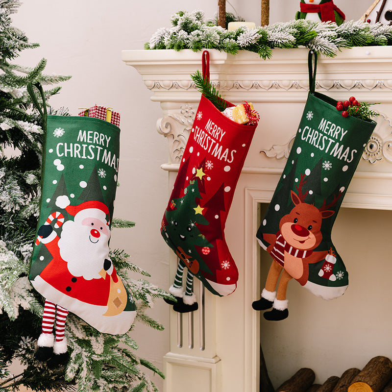 Merry Christmas Characters with Legs Hanging Stocking