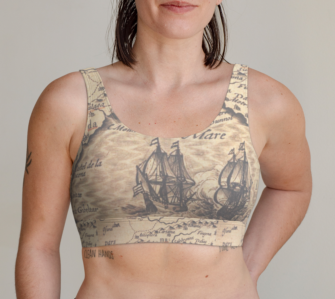 Old World Map Design Scoop Bralette Underwear