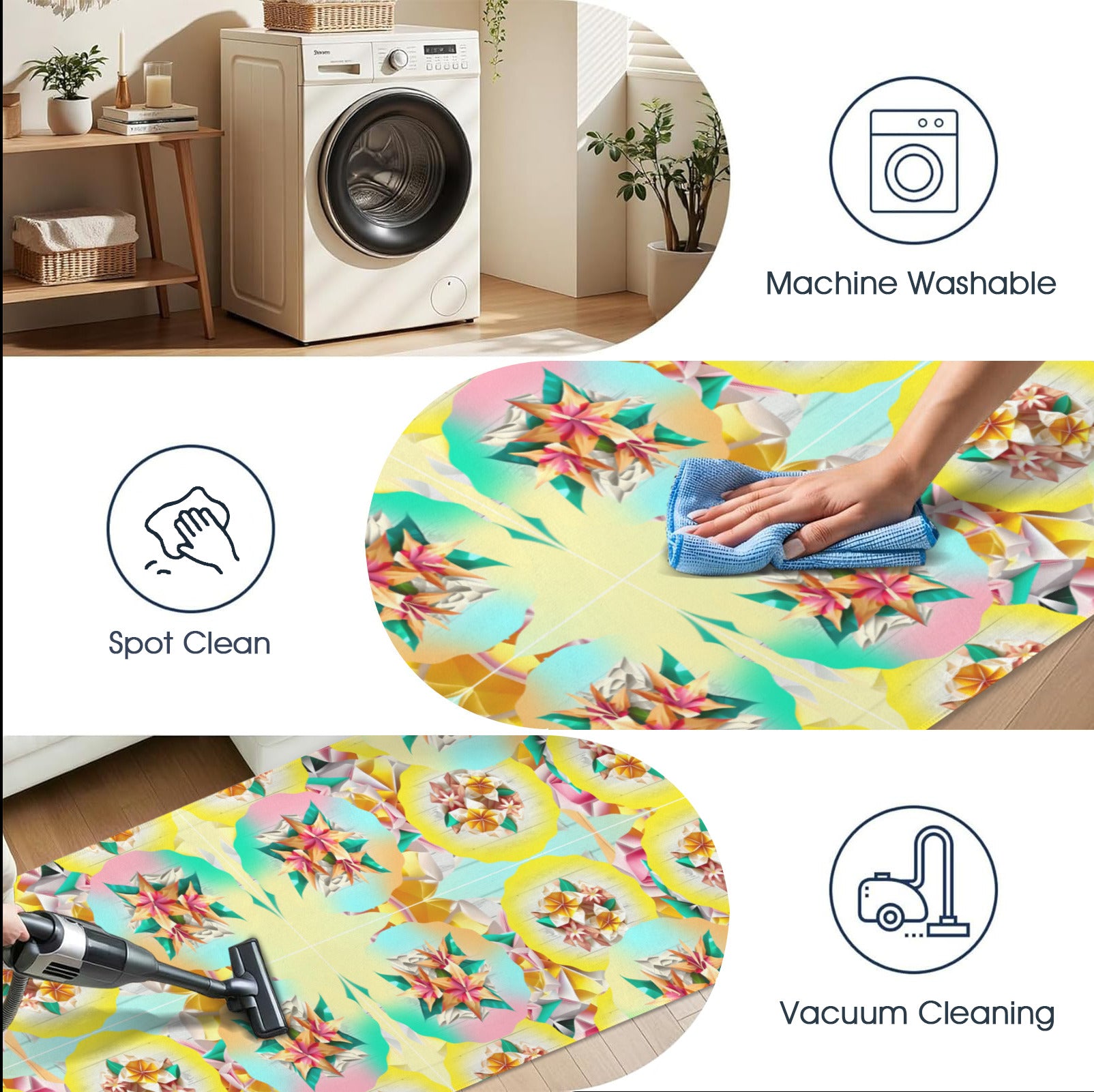 Circle Floral Pastel Pattern Indoor Runner Rug  70