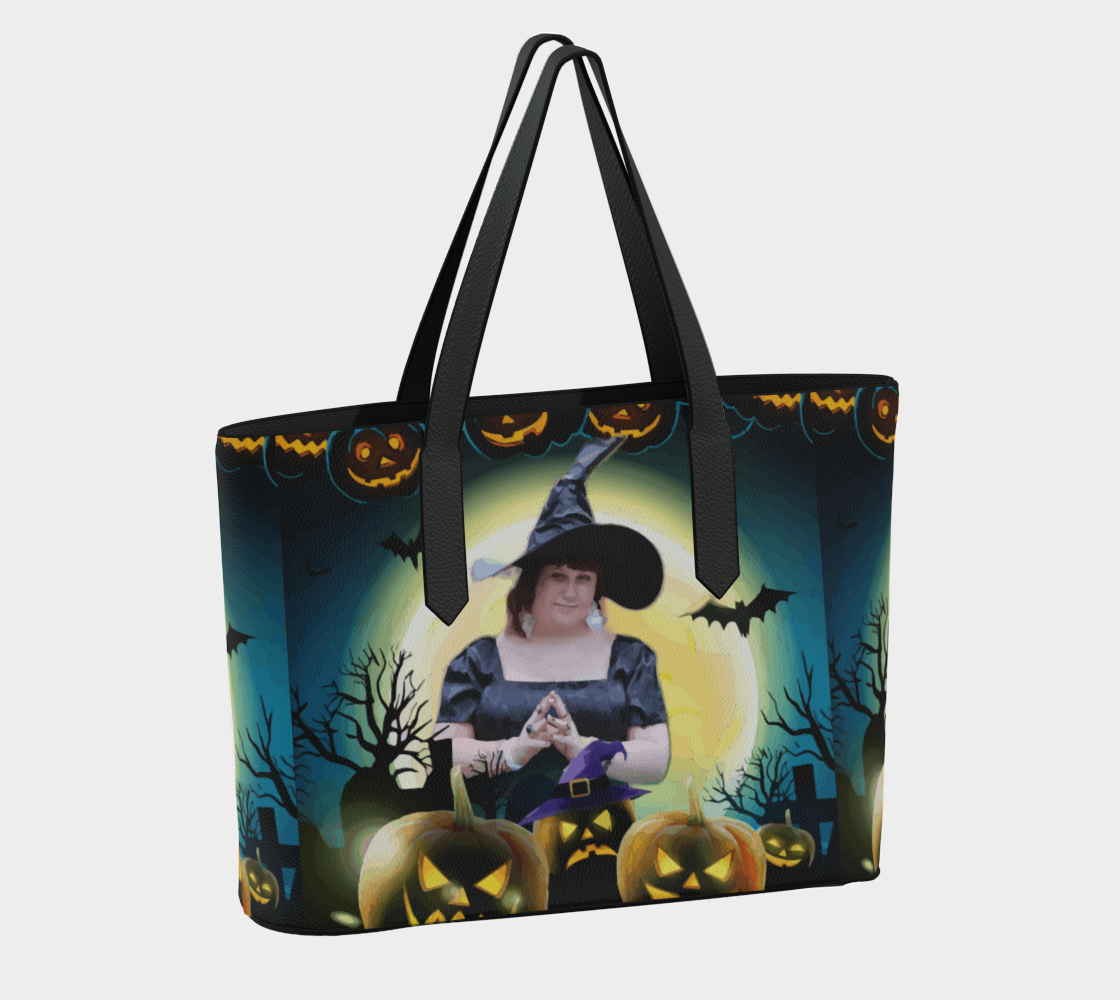 Halloween Witch Vegan Leather Tote Bag