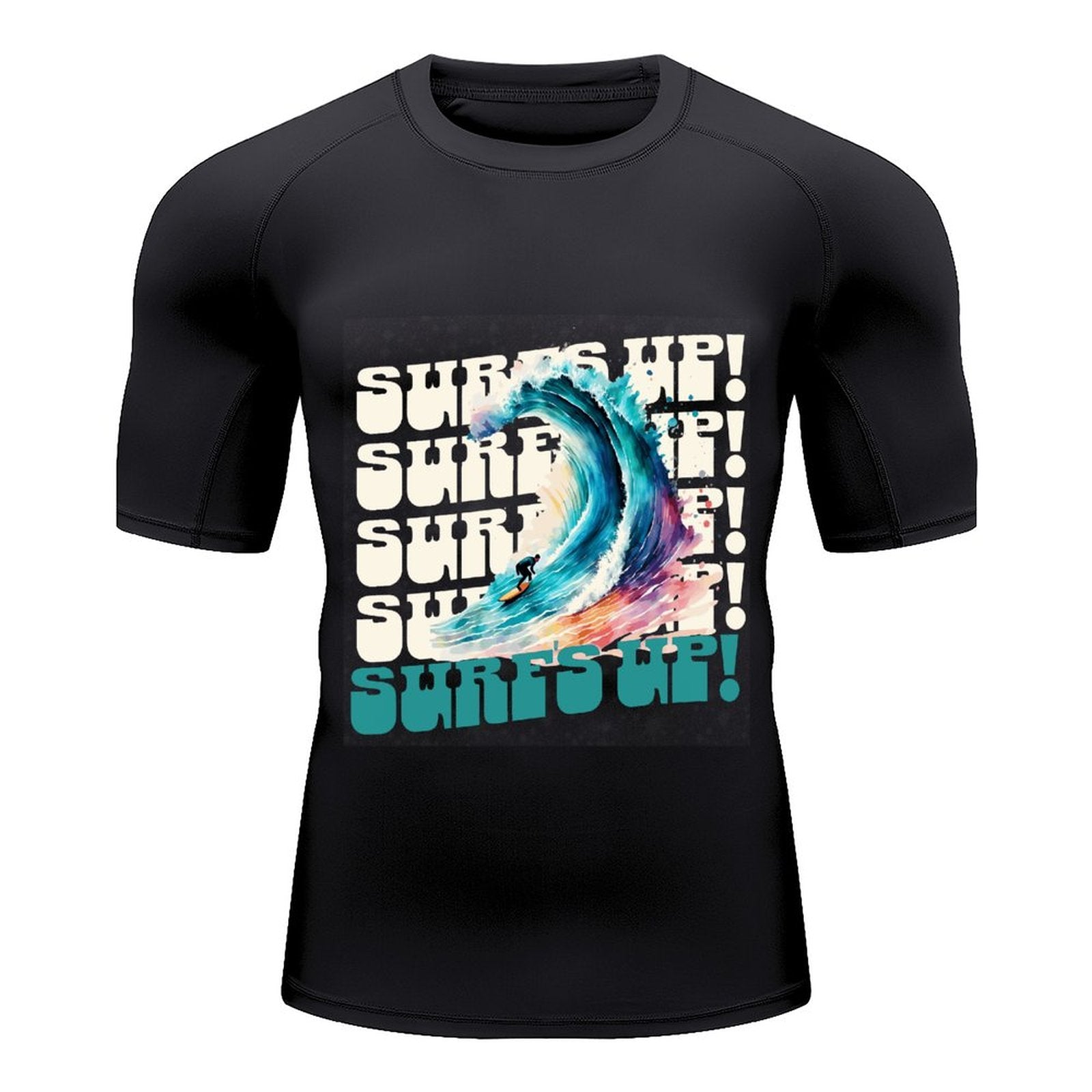 Surf's Up Men's Short-Sleeve Swim Top (Front Printing)