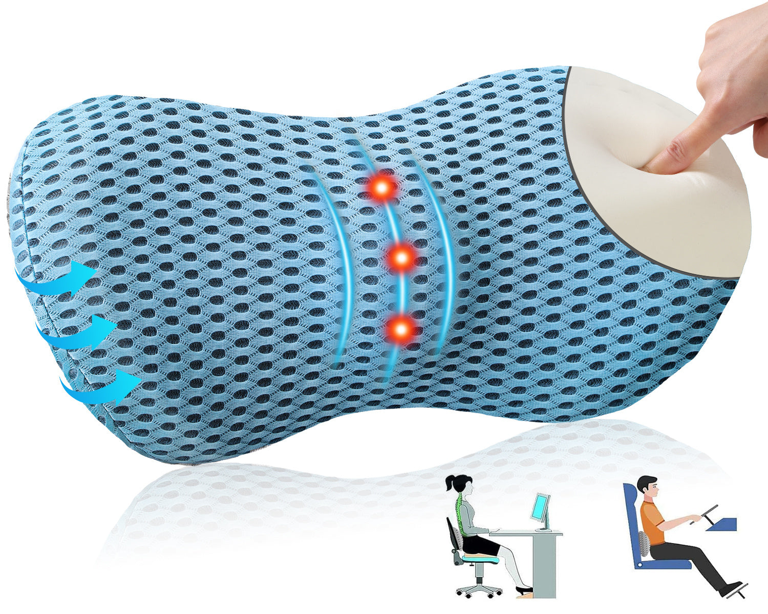 Memory Foam Lumbar Support Pillow For Home and Office