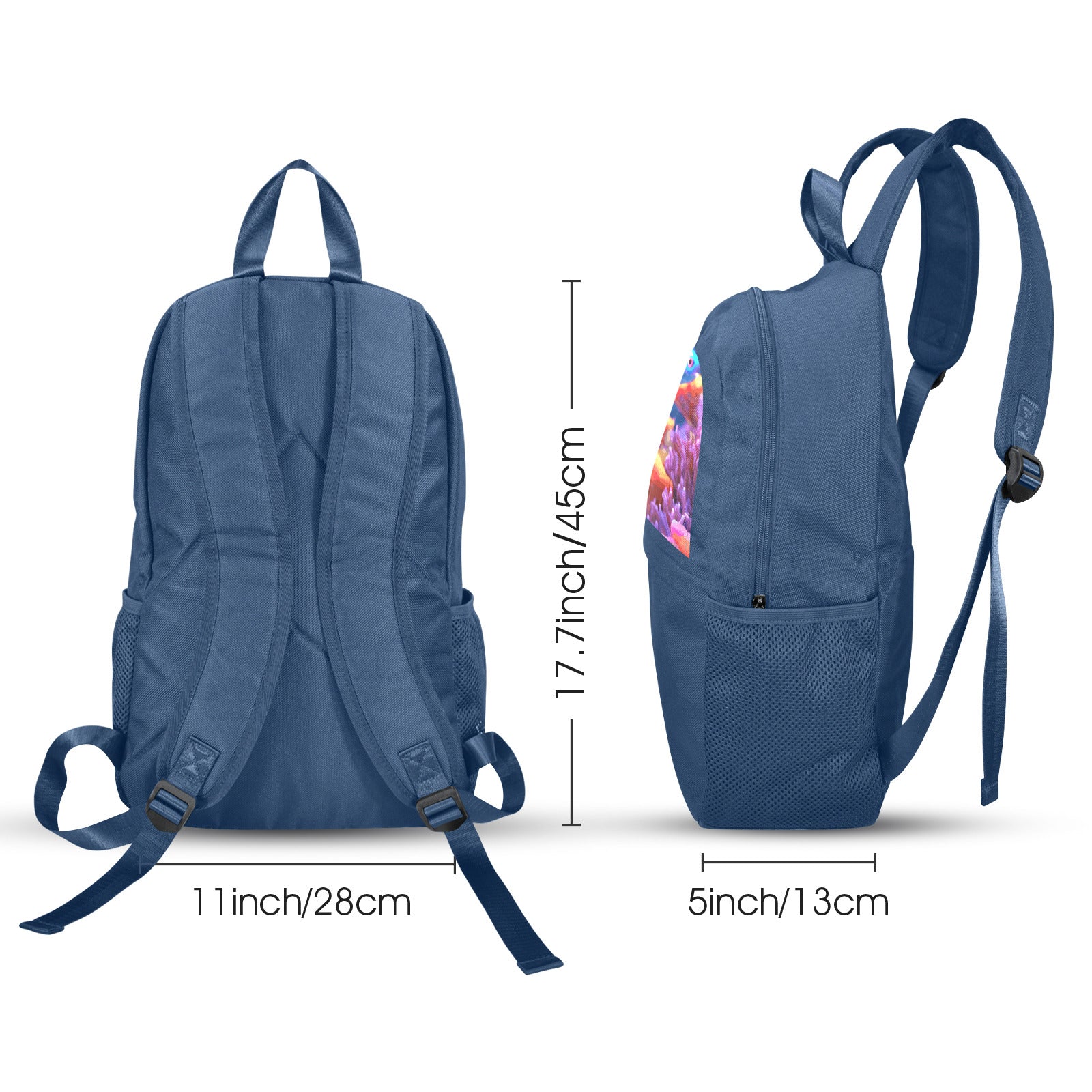 Blue Fish Casual Backpack (Upper Part Printing) (Model 1753)