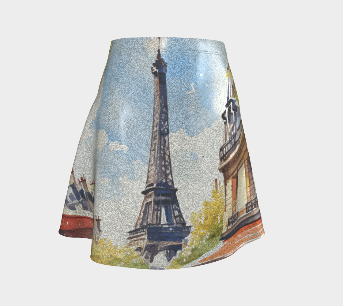 Women's Eiffel Tower Design Printed Flared Skirt