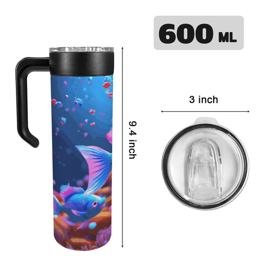 Blue Fish 600ml Insulated Water Bottle with Screw On Handle
