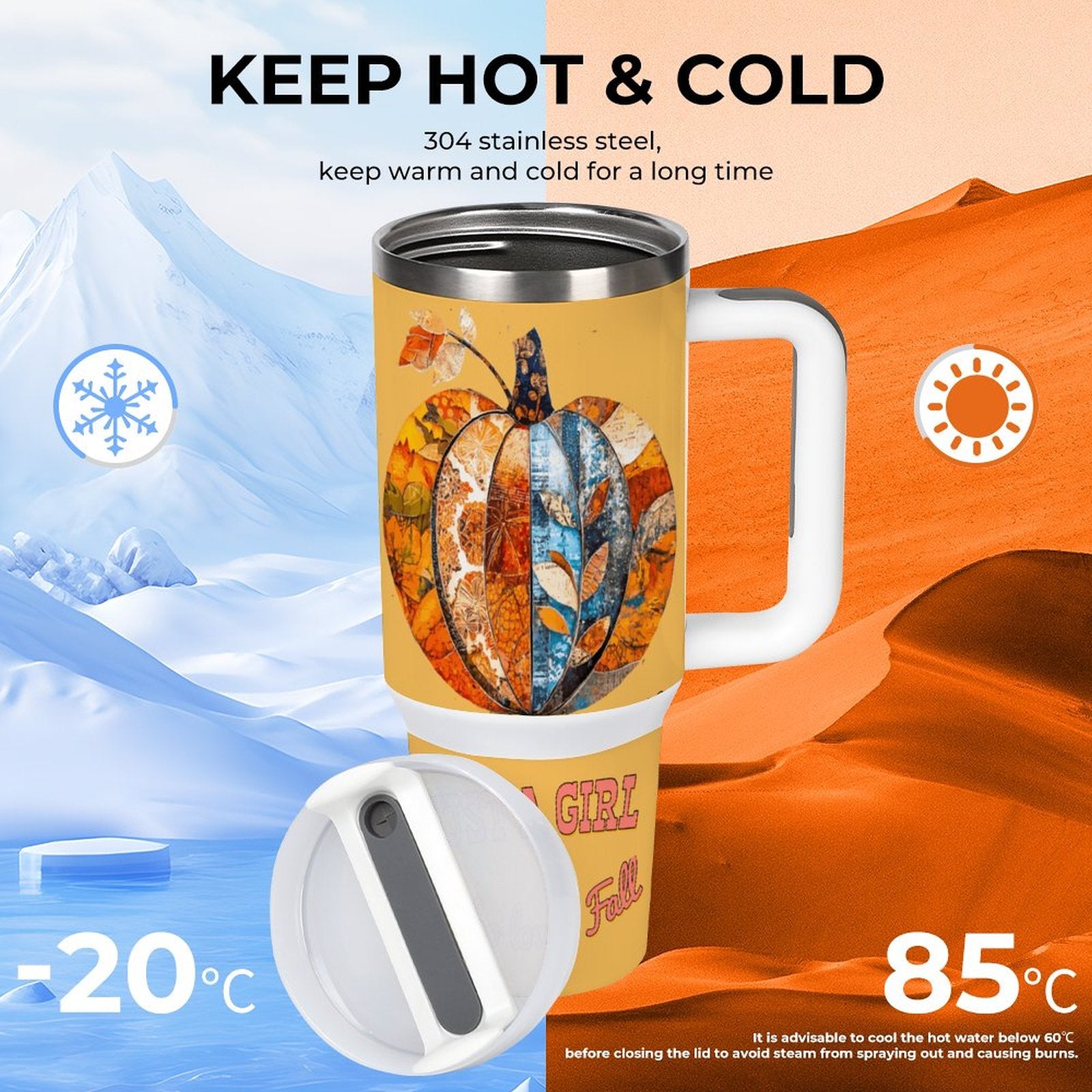 Just a Girl Who Loves Fall Pumpkins 40oz Stainless Steel Insulated Tumbler with Handle and Lid