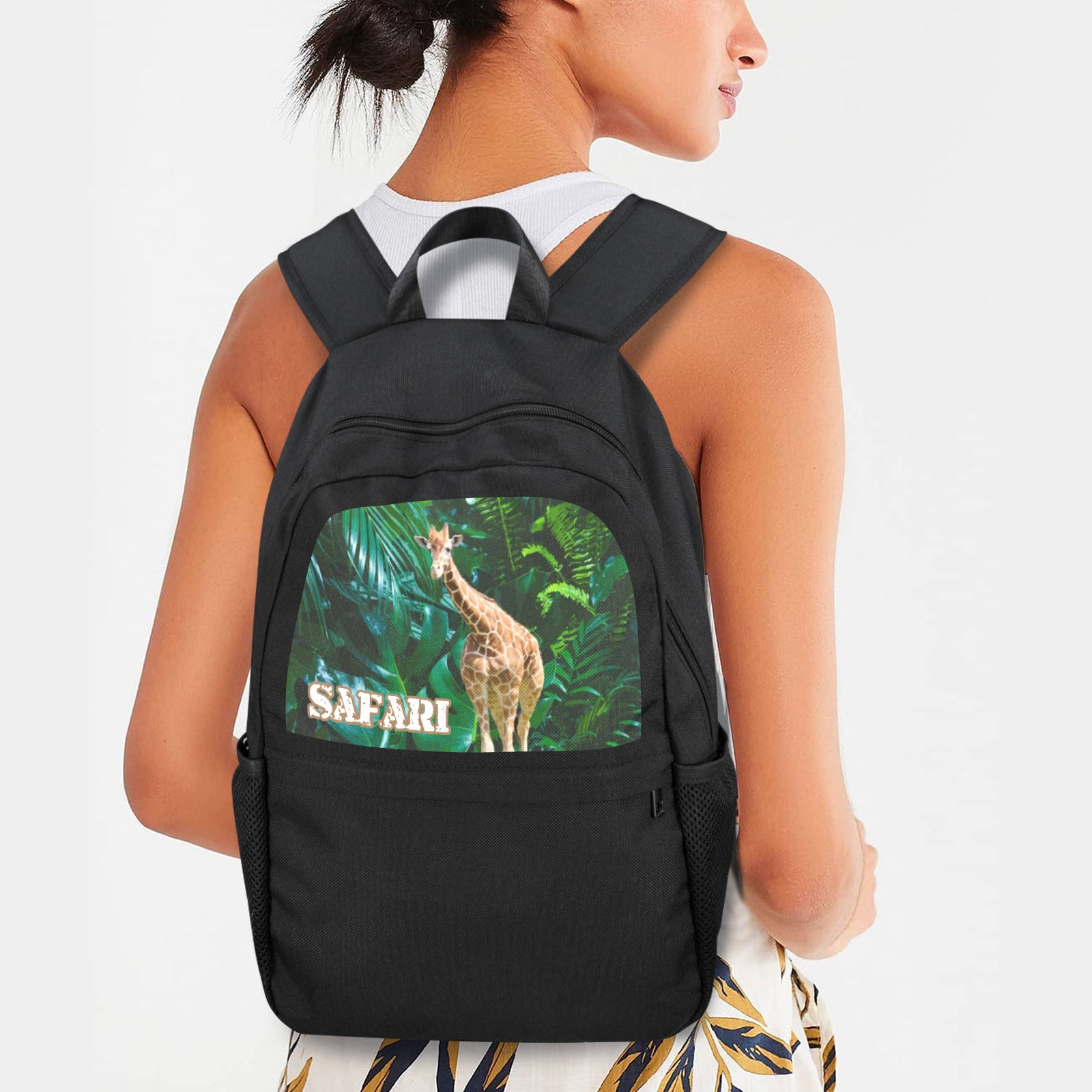 Giraffe on Safari Casual Backpack (Upper Part Printing) (Model 1753)