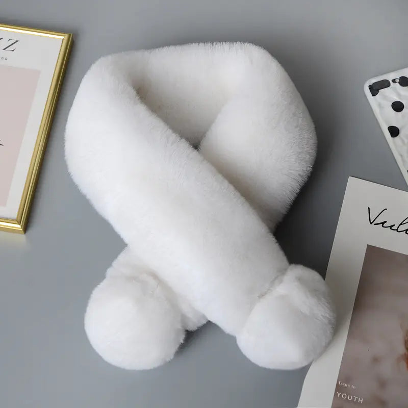 Faux Rabbit Fur Plush Scarf for Women - Winter Warmth