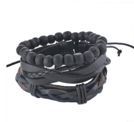 Men's Leather Bracelet Multilayer Beaded Bracelet