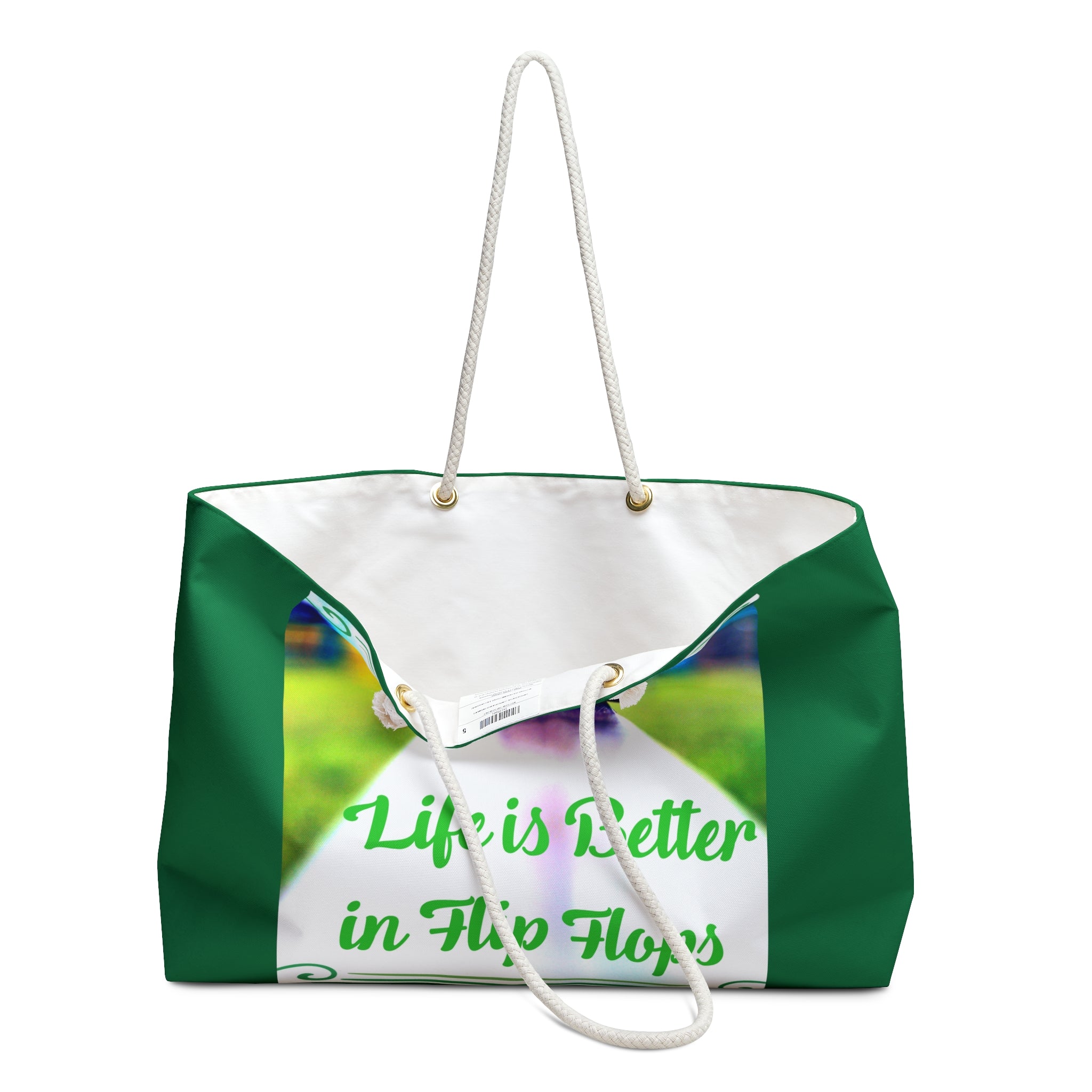 Life is Better in Flip Flops Green Weekender Bag