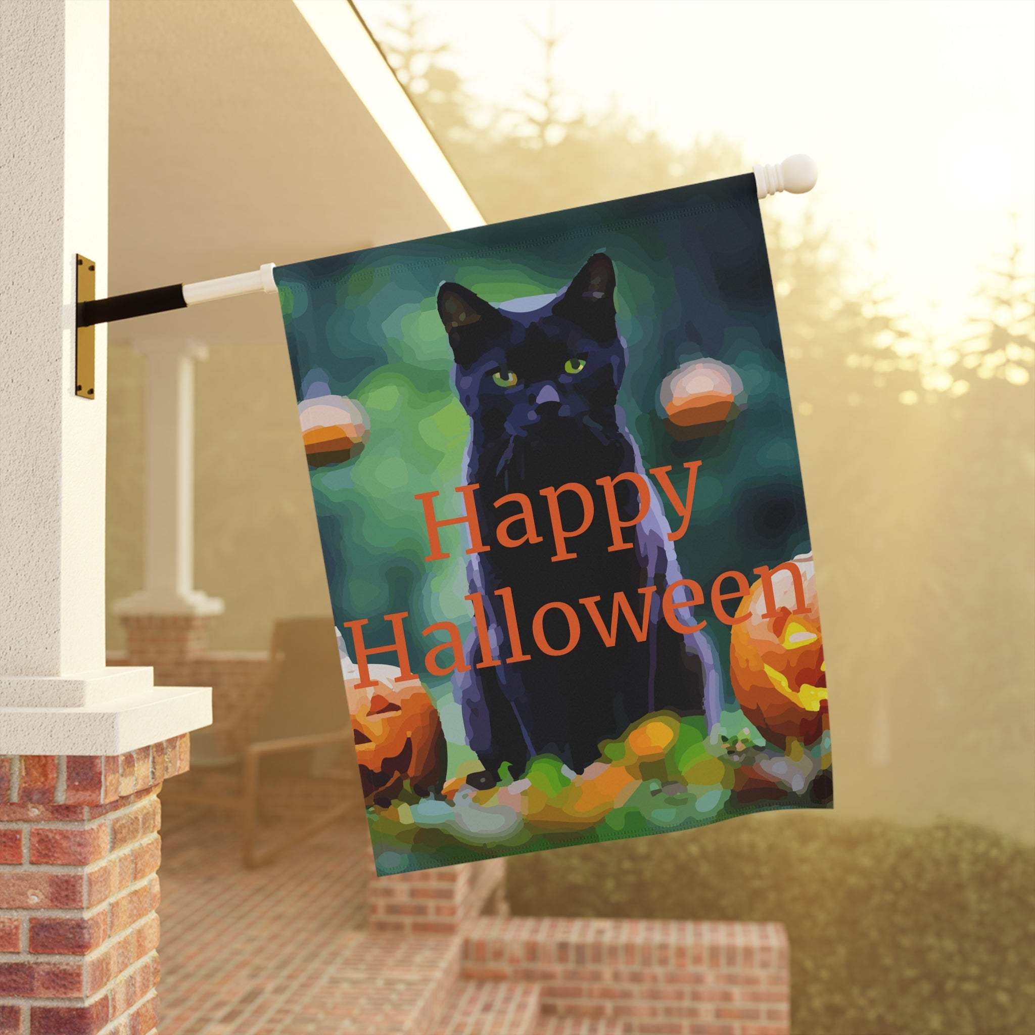 Happy Halloween Black Cat Garden Flag - Shell Design Boutique