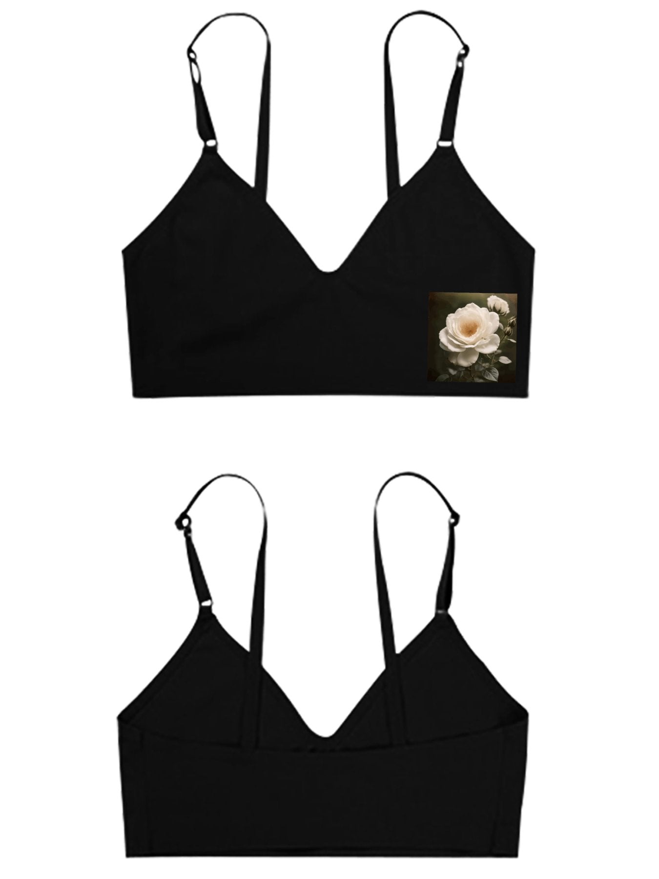 White Rose Seamless Bra for Women (Front Printing)