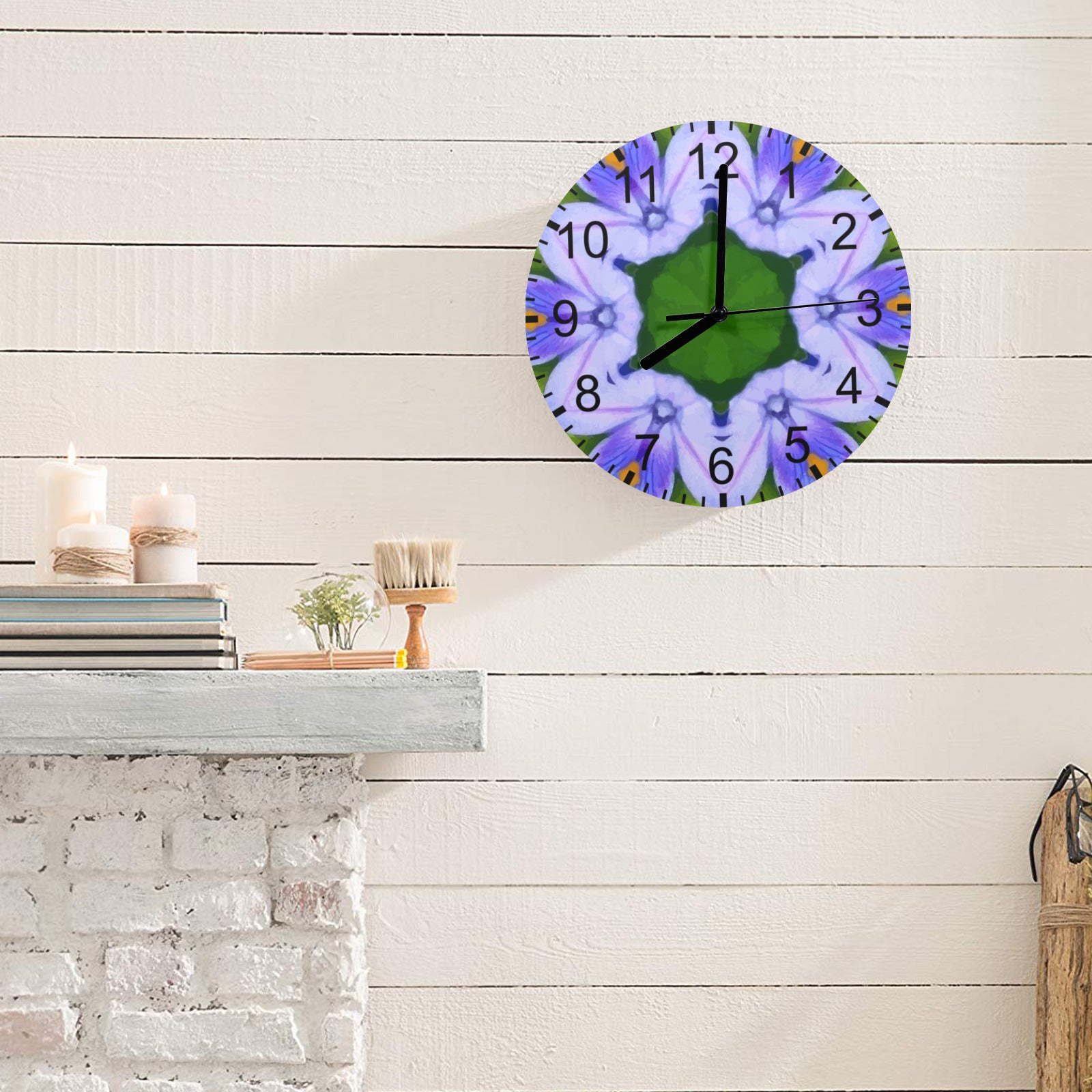 Purple Flower Ring Wall Clock (Made in USA)