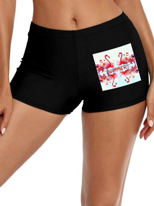 Pink Flamingos Summer Design Boxer Brief Boyshorts for Women