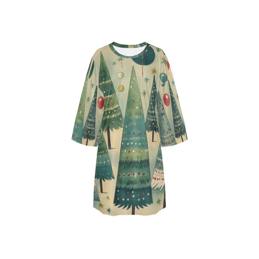 Women's Vintage Christmas Trees Oversized Sleep Shirt