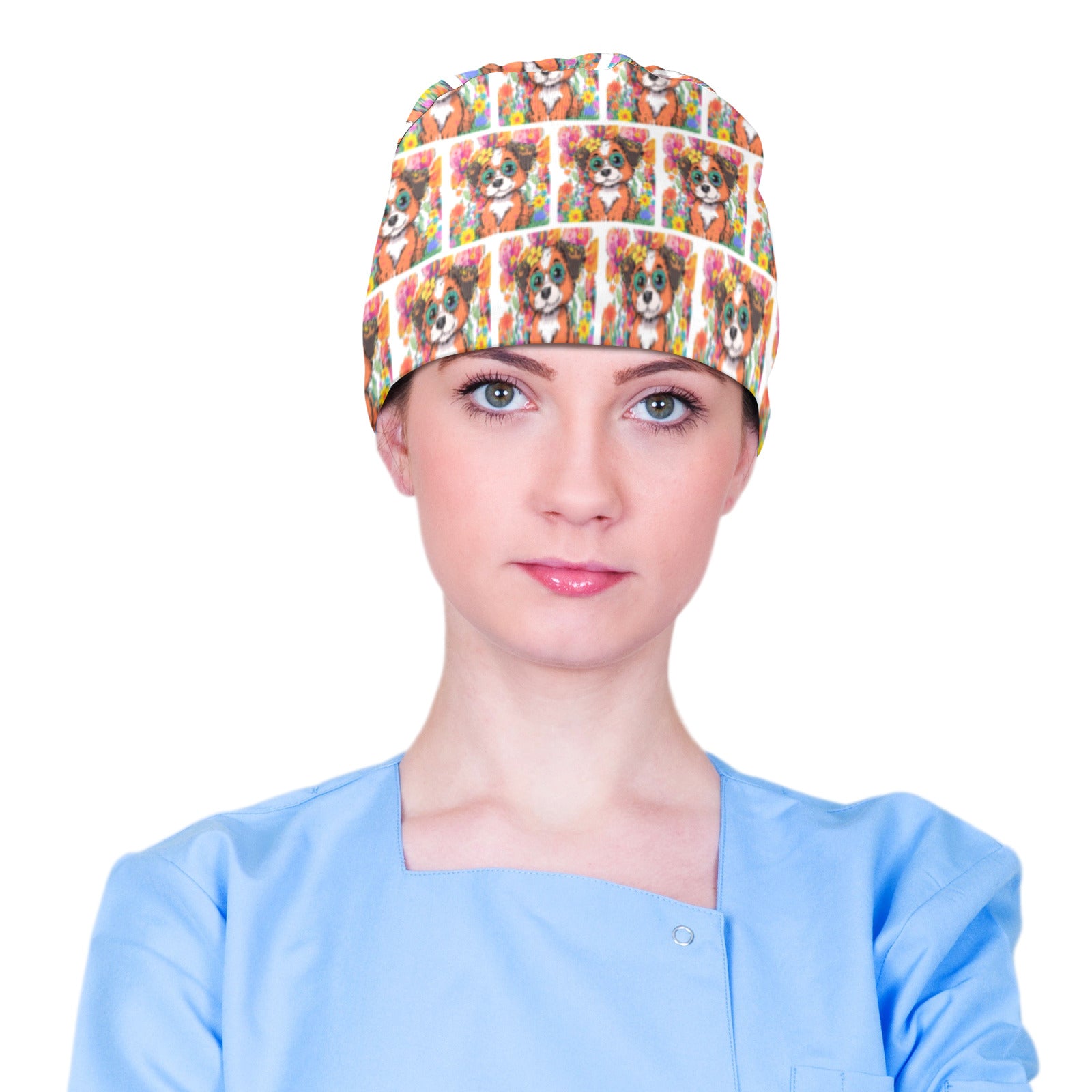 Cute Dog with Glasses Medical Scrub Cap (Made in USA)