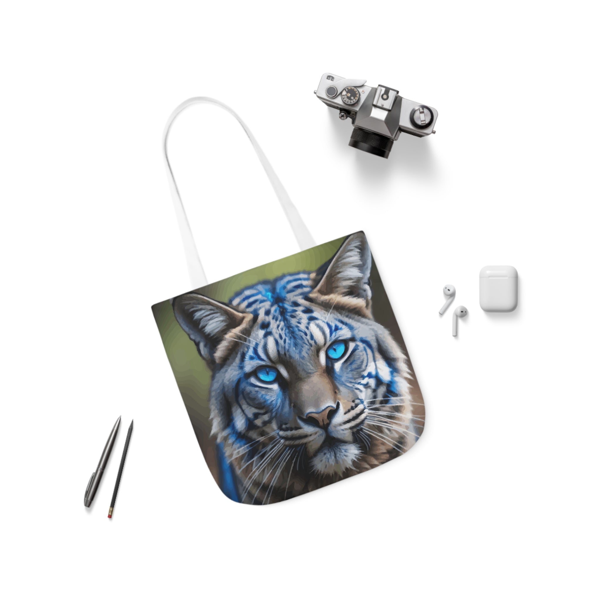 Blue Wildcat Canvas Tote Bag with 5 Strap Color Choices