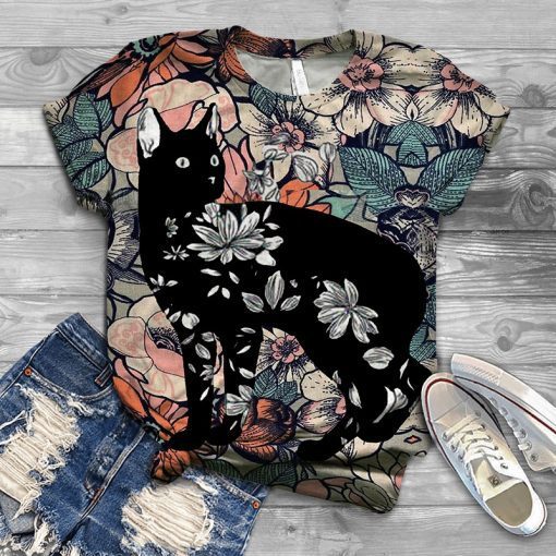 Women's Cat Lover Animal Print Graphic T-shirt