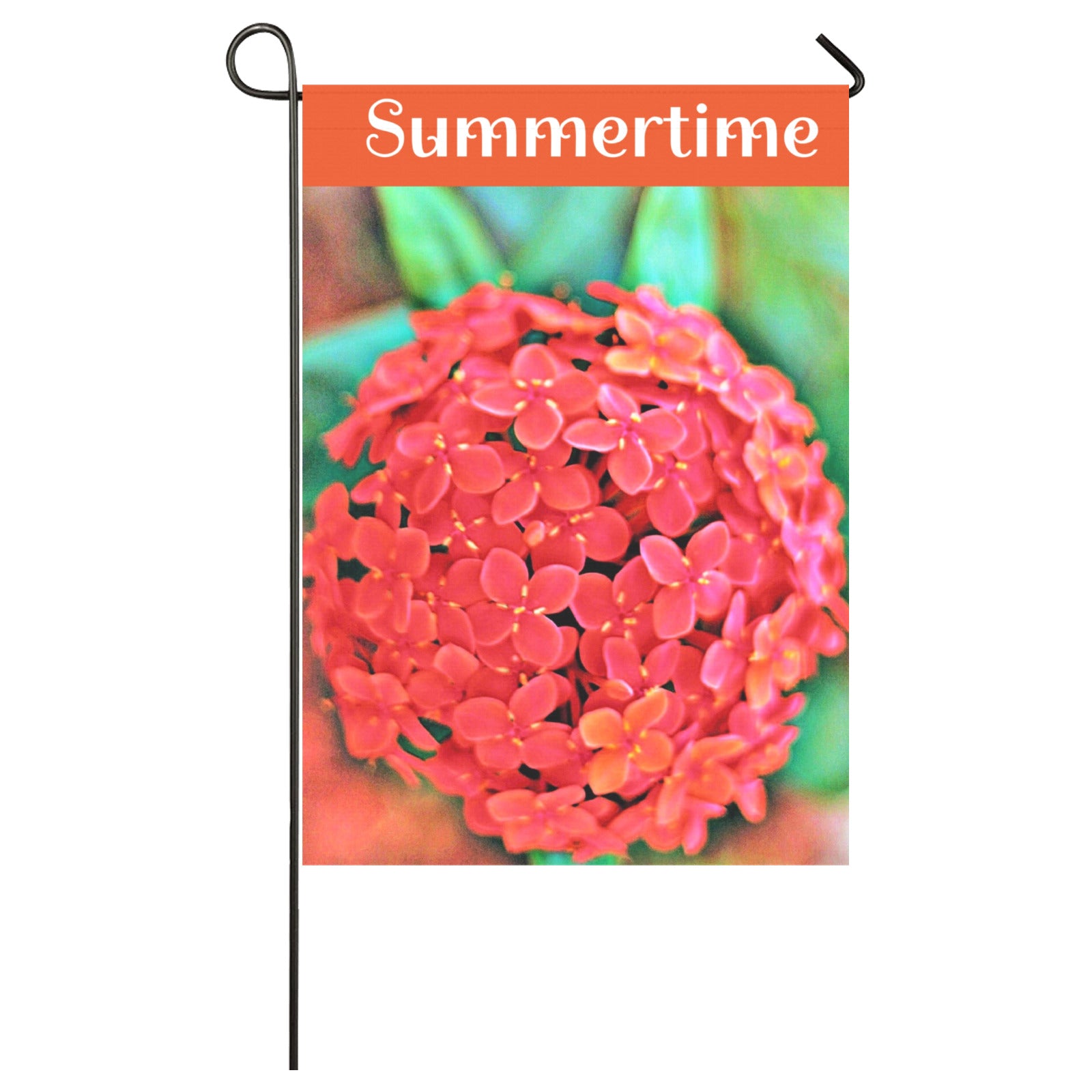 Red Flowers in Summertime Garden Flag - 28