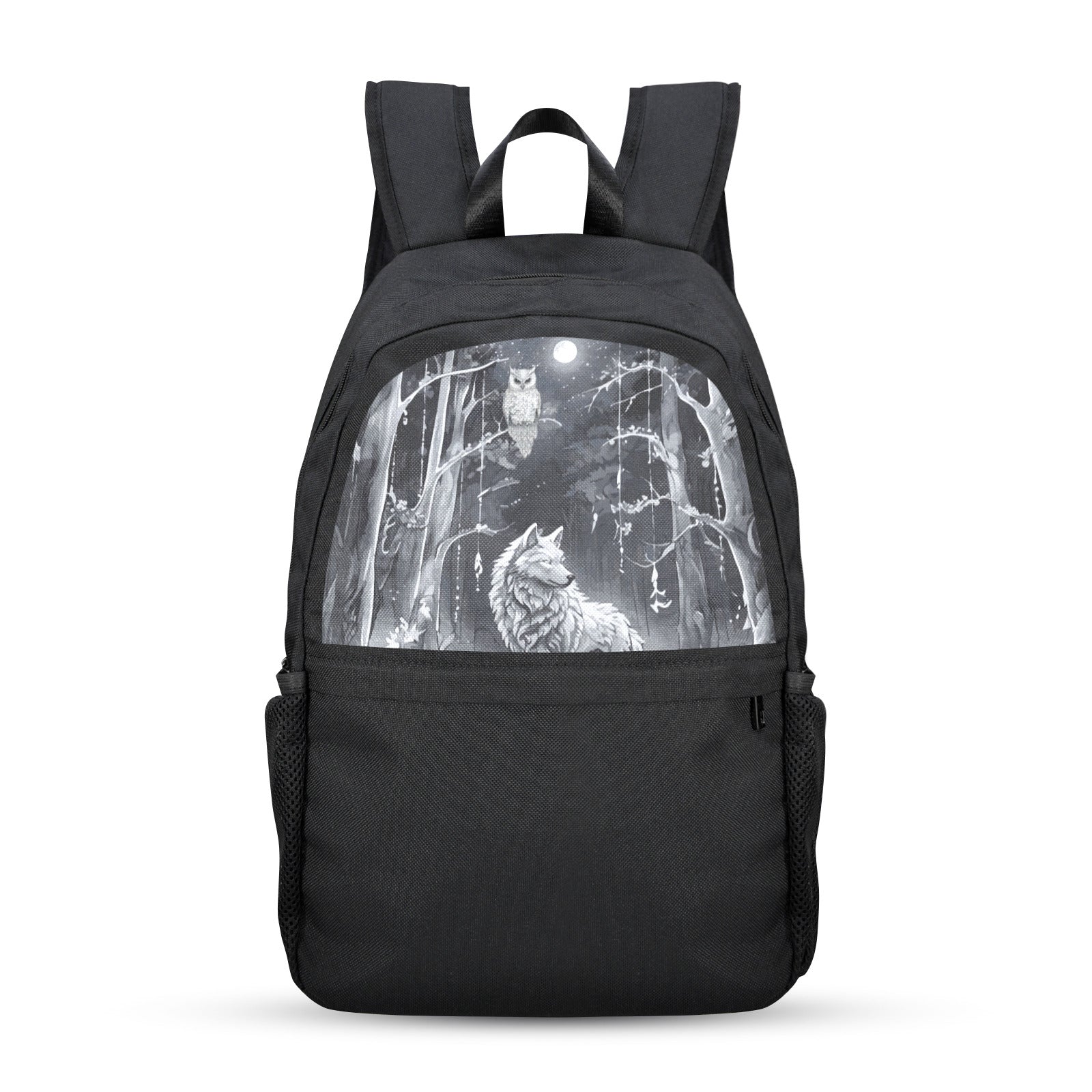 Wolf in Moonlit Forest Casual Backpack (Upper Part Printing) (Model 1753)