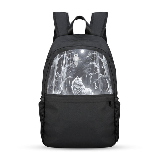 Wolf in Moonlit Forest Casual Backpack (Upper Part Printing) (Model 1753)