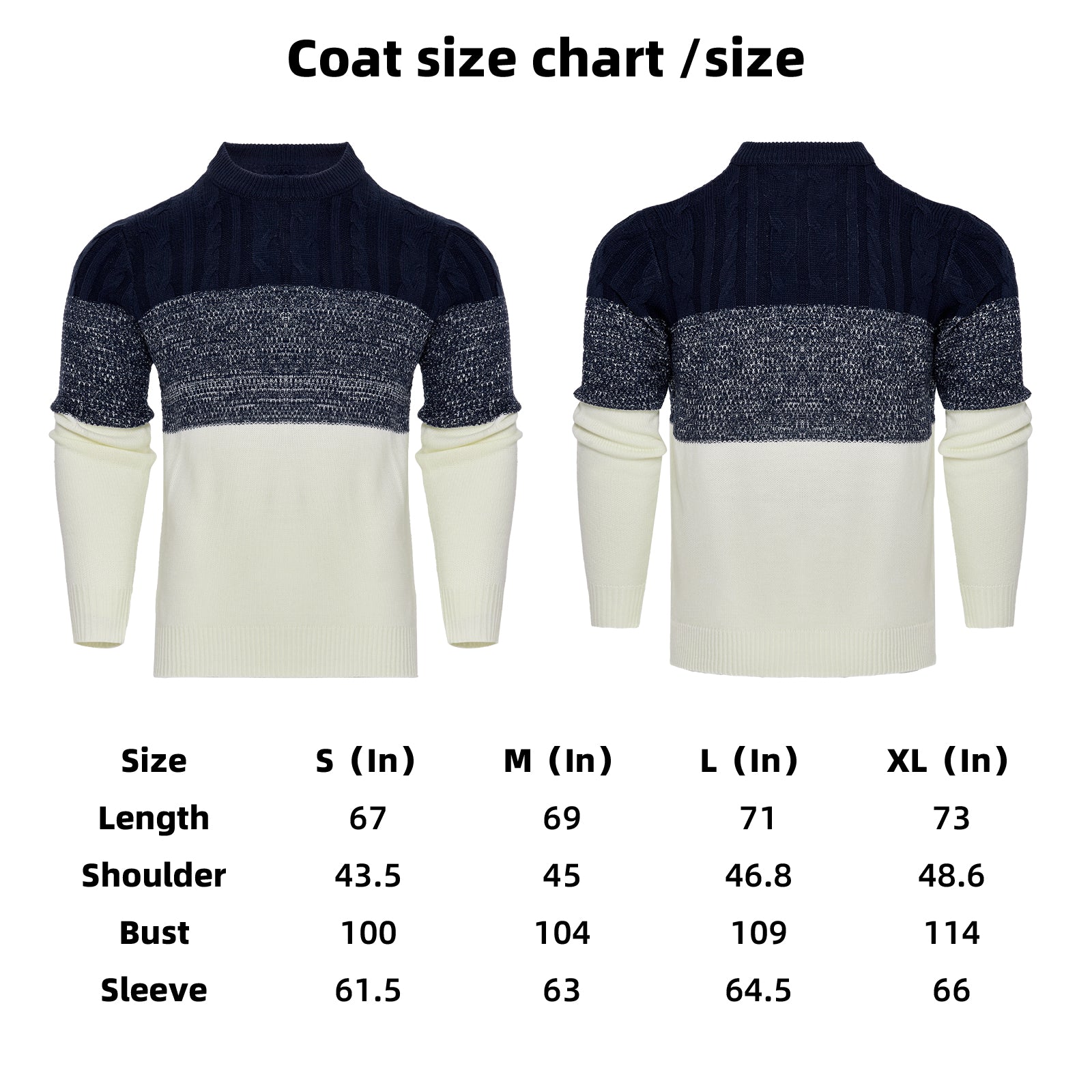 Men's Casual Color Block Long Sleeve Cable Knit Sweater