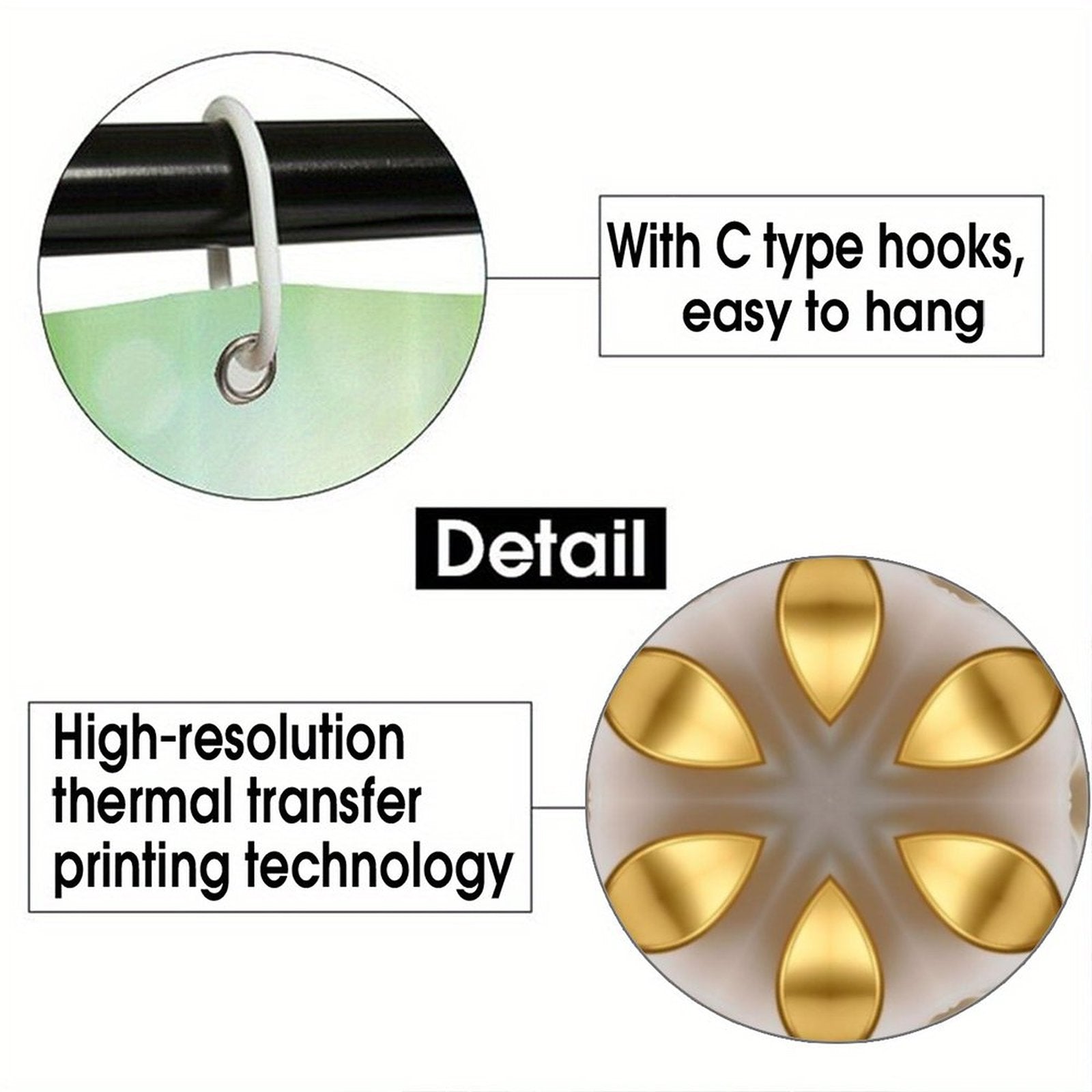 Golden Design Waterproof Polyester Shower Curtain