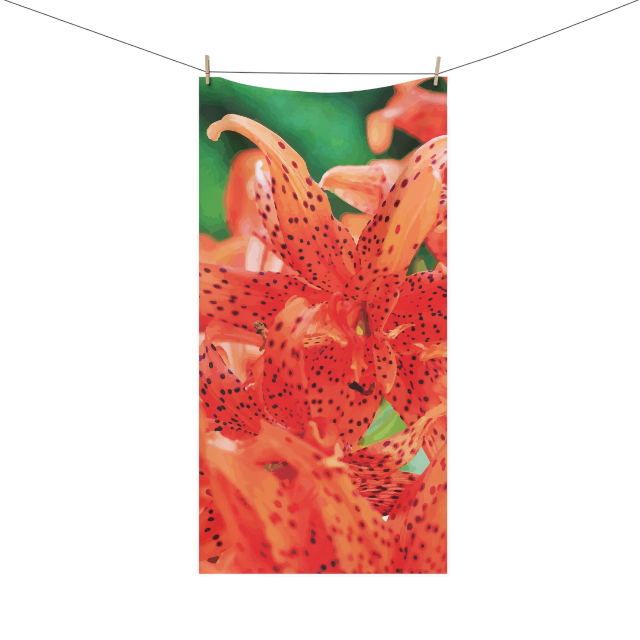 Orange Tiger Lily Mink Cotton Bath Towel