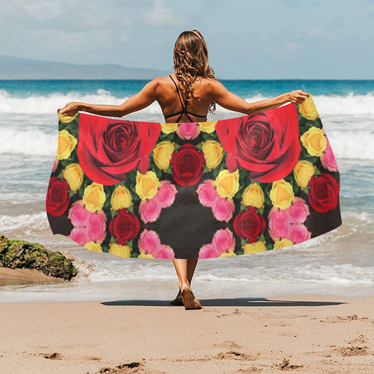 Red and Yellow Roses Beach Towel 32"x 71" (Made In USA)
