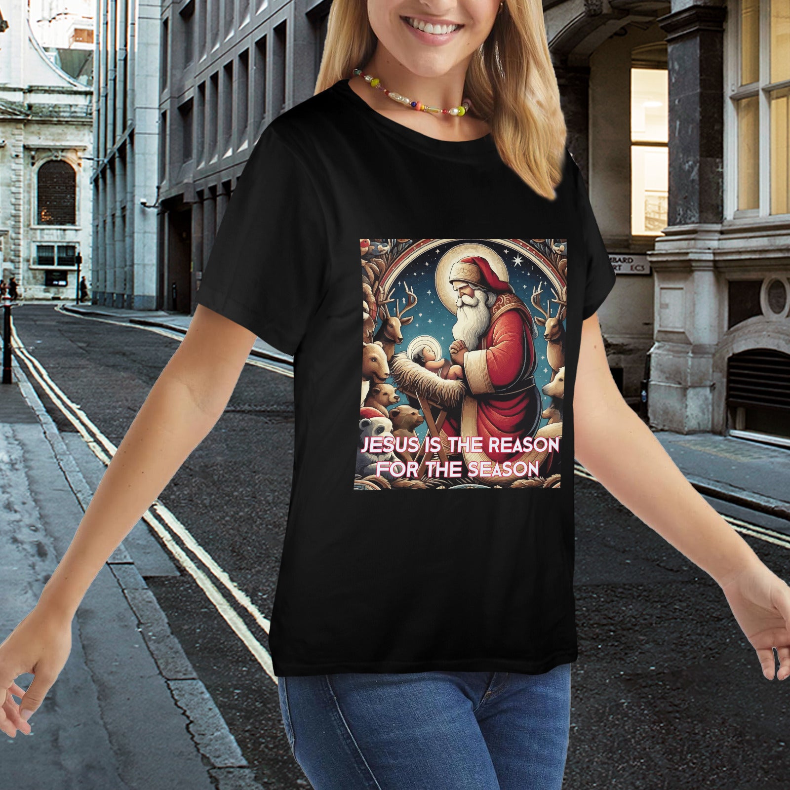 Women's Jesus is the Reason for the Season Graphic T-shirt（Made in USA）