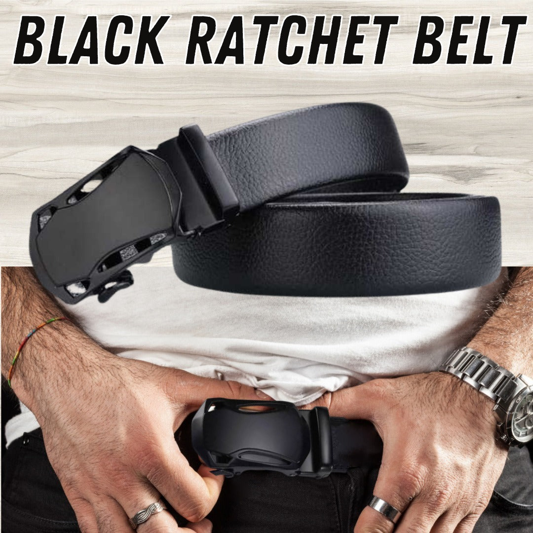 Men's Microfiber Leather Ratchet Belt Adjustable Automatic Buckle Black Belts