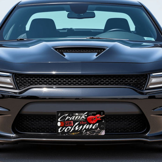 Crank Up the Volume Music Black Aluminum License Plate (Made in USA)