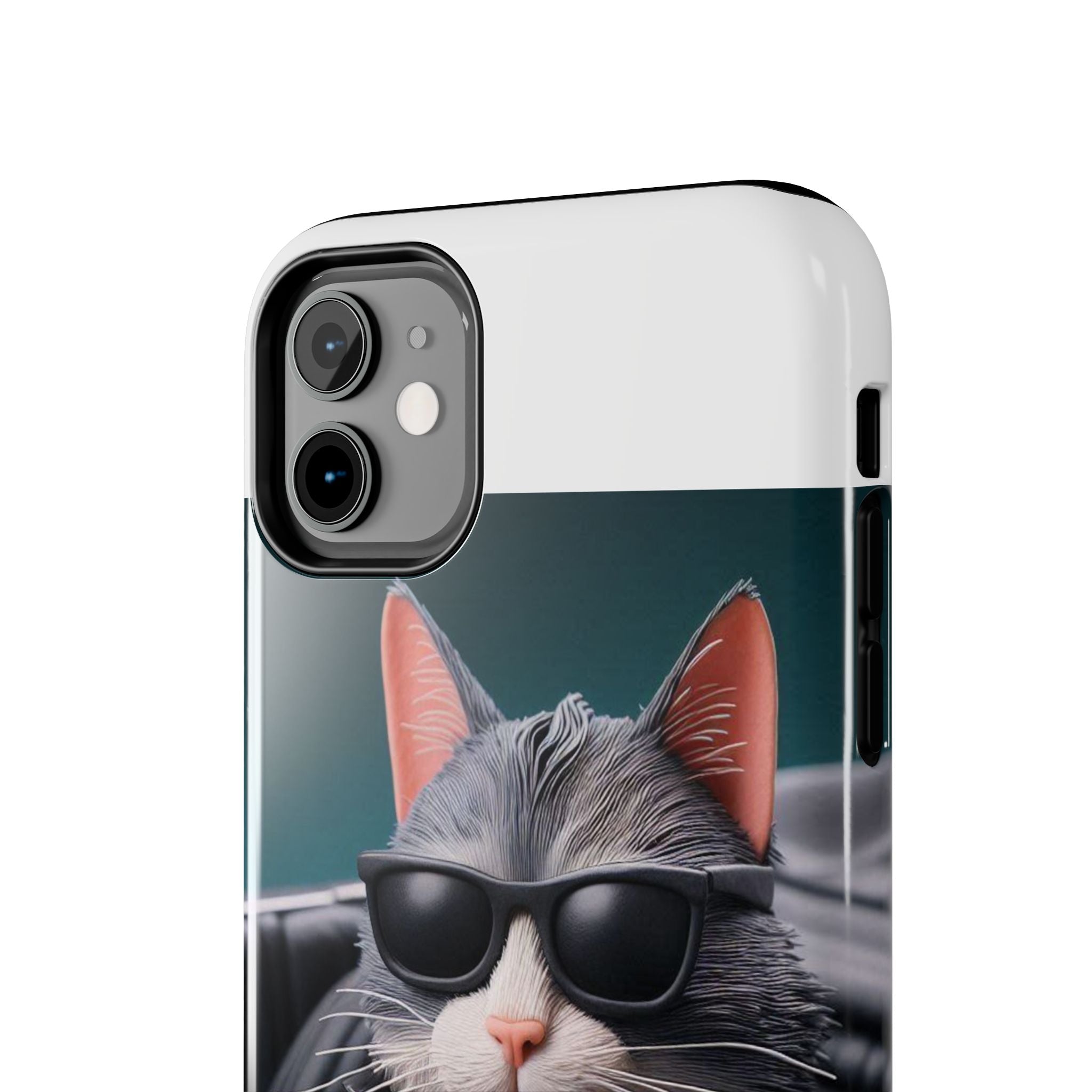 Cool Cat in Leather Jacket Driving Car Mobile Phone Case